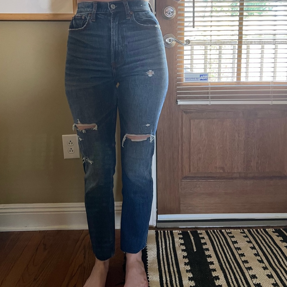 Abercrombie curve love ankle straight ultra high rise jeans size 00 Long